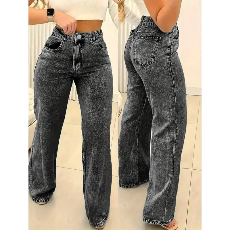 Women's Plus-Size High-Waist Straight-Leg Jeans — product view