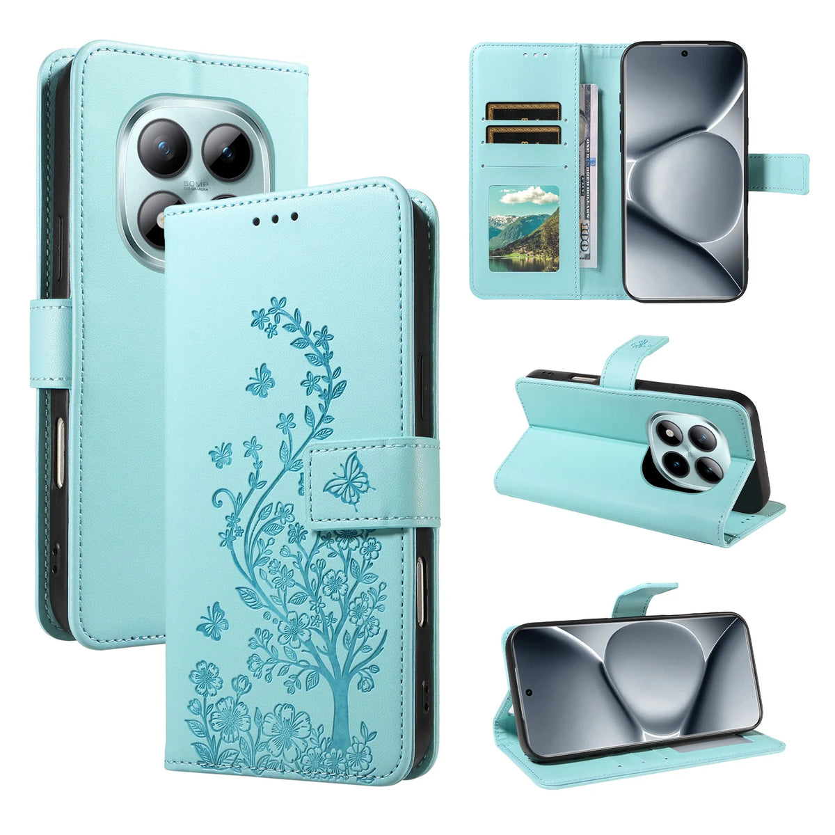 Floral Embossed Flip Wallet Phone Case for Redmi Note 15 Pro+, Redmi Note 15 5G, Redmi Note 8, Redmi Note 8 Pro, Redmi 9A, Redmi Note 9S, Redmi Note 11 Pro, Redmi Note 9 Pro, Redmi Note 11 4G, Redmi Note 11S, Redmi Note 12 Pro+ & More Models