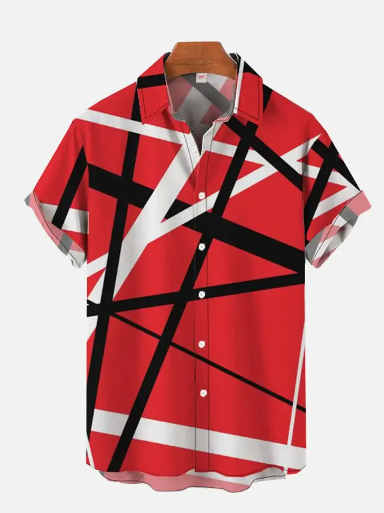 Men's Graphic Print Short-Sleeve Casual Shirt