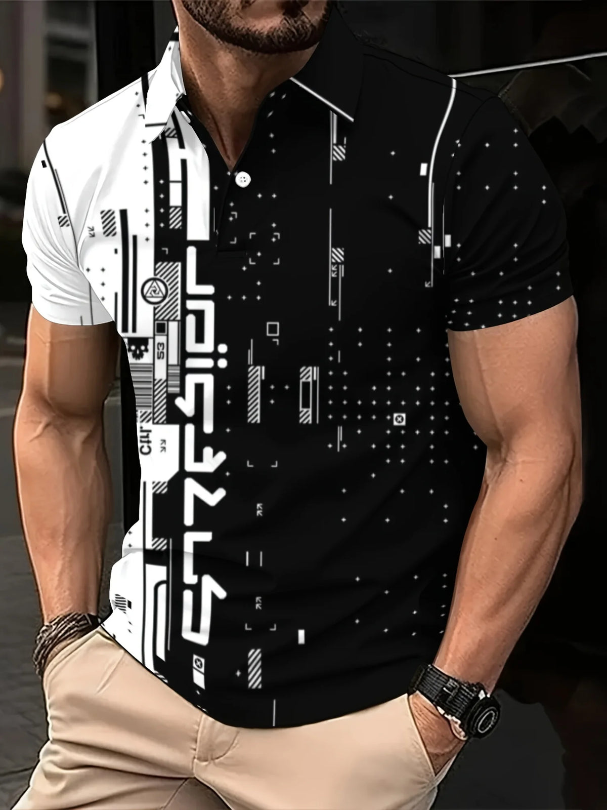 Men's Gradient Print Polo Shirt