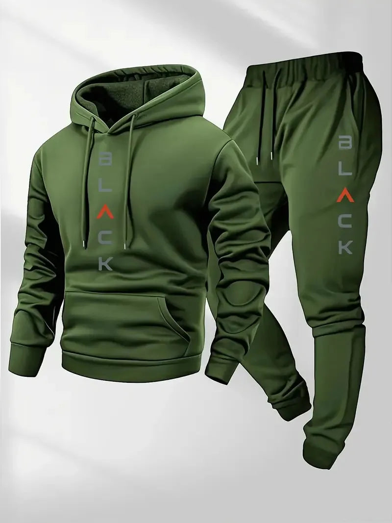 Men's Letter Print Hoodie & Pants Set