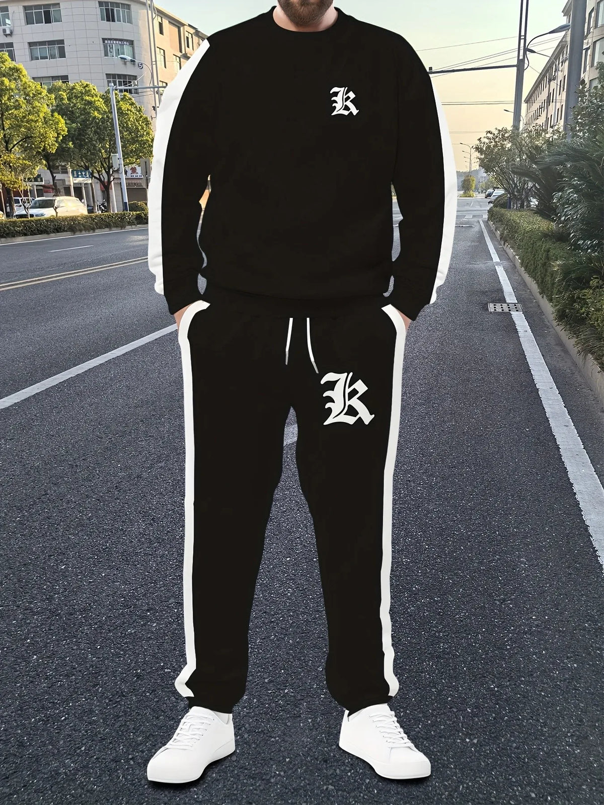 Men's Letter Print Sweatshirt & Pants Set