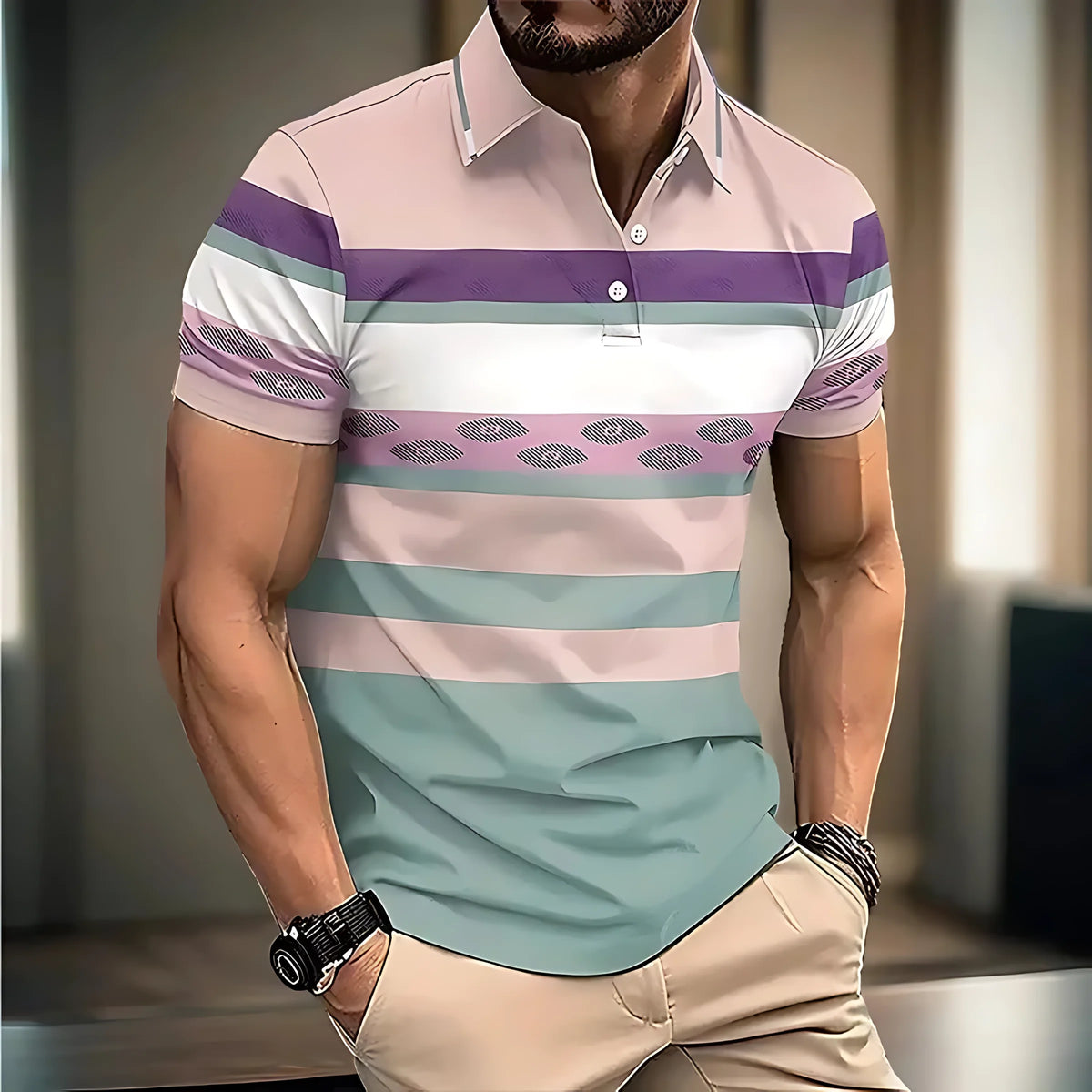 Men's Letter Print Polo Shirt