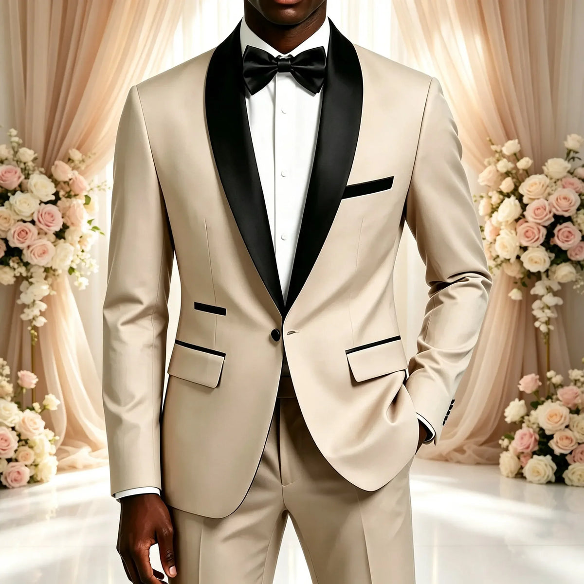 Men's Solid-Colour Two-Piece Wedding Suit