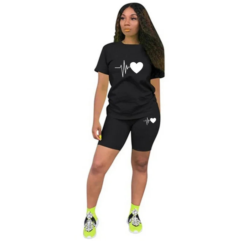 Women's Heart Print Casual T-Shirt