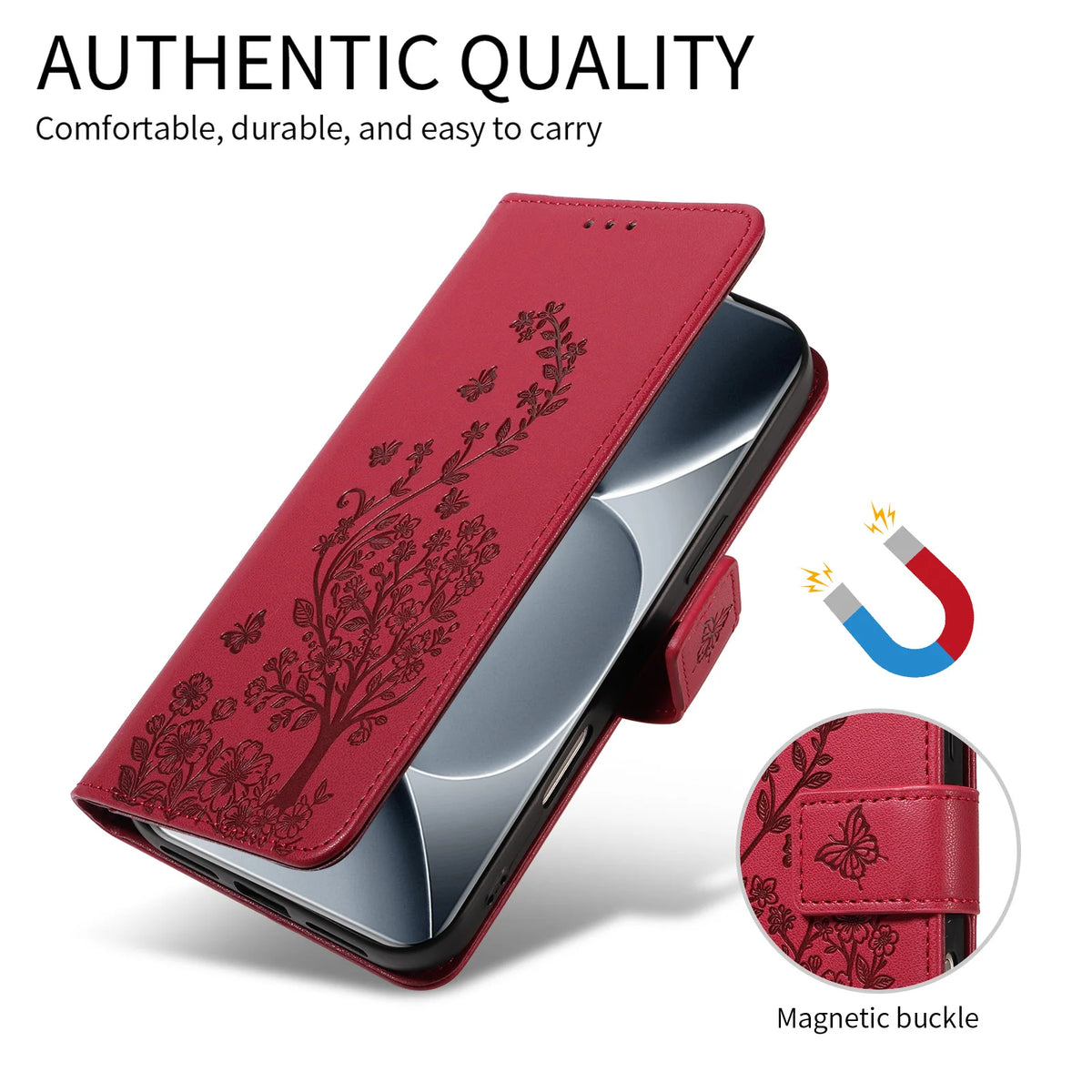 Floral Embossed Flip Wallet Phone Case for Redmi Note 15 Pro+, Redmi Note 15 5G, Redmi Note 8, Redmi Note 8 Pro, Redmi 9A, Redmi Note 9S, Redmi Note 11 Pro, Redmi Note 9 Pro, Redmi Note 11 4G, Redmi Note 11S, Redmi Note 12 Pro+ & More Models