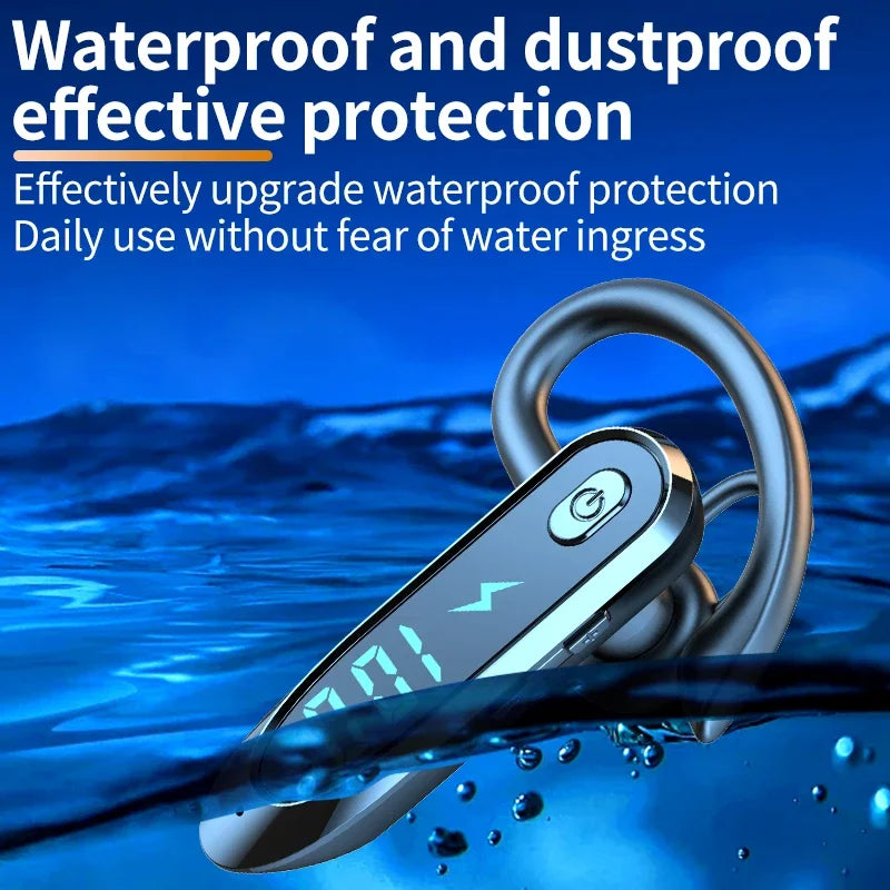 Bluetooth 6.0 Rotating Ear-Hook Headset with LED Display