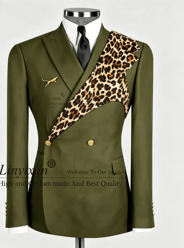 Men's Leopard Print 2-Piece Slim Fit Suit Set — product view