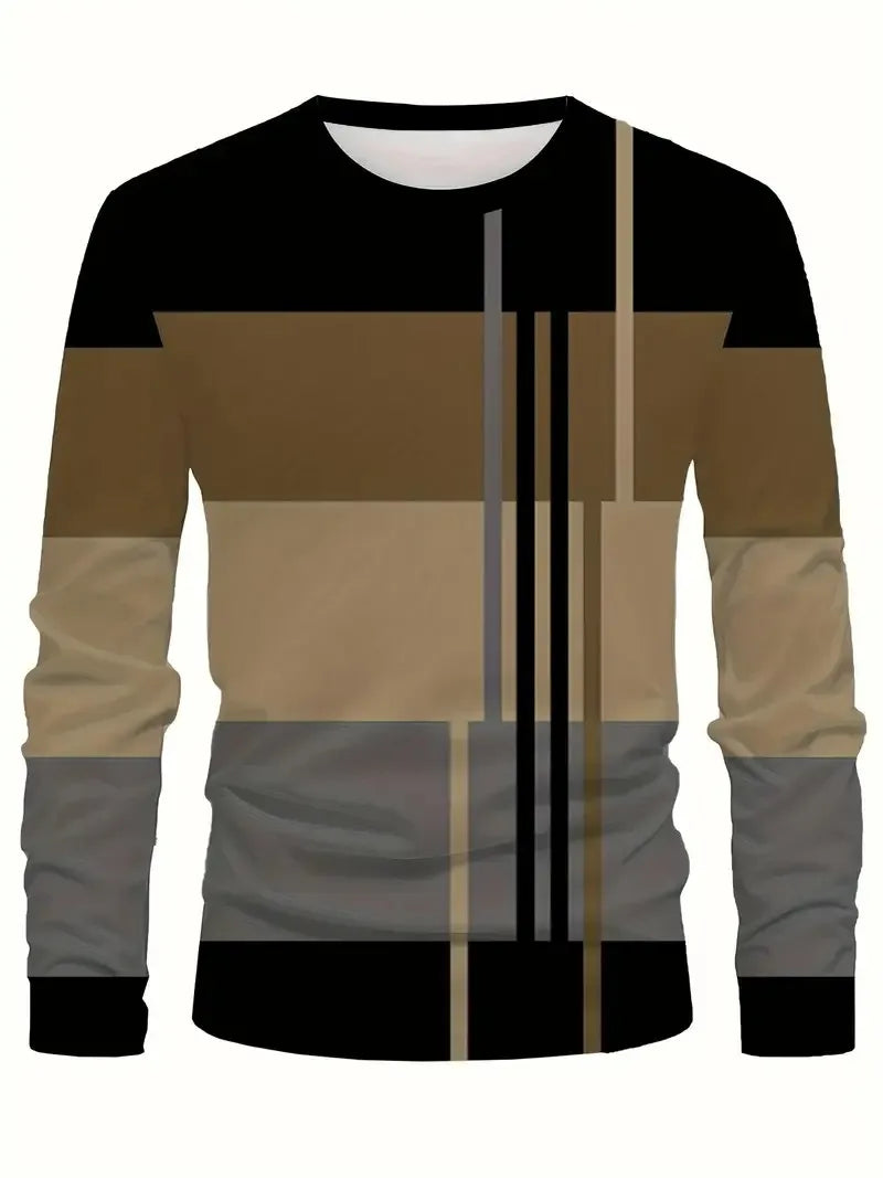 Men's Graphic Print Long-Sleeve Casual T-Shirt