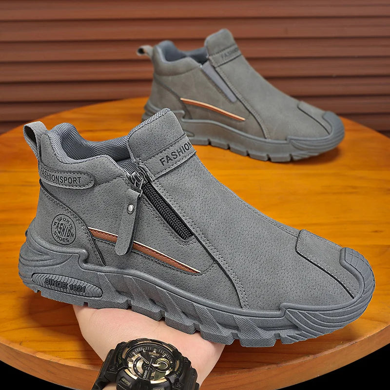 Men's Side-Zip Padded Ankle Sneakers