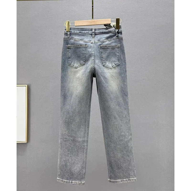 Women's Floral-Embroidered Cropped Jeans — product view
