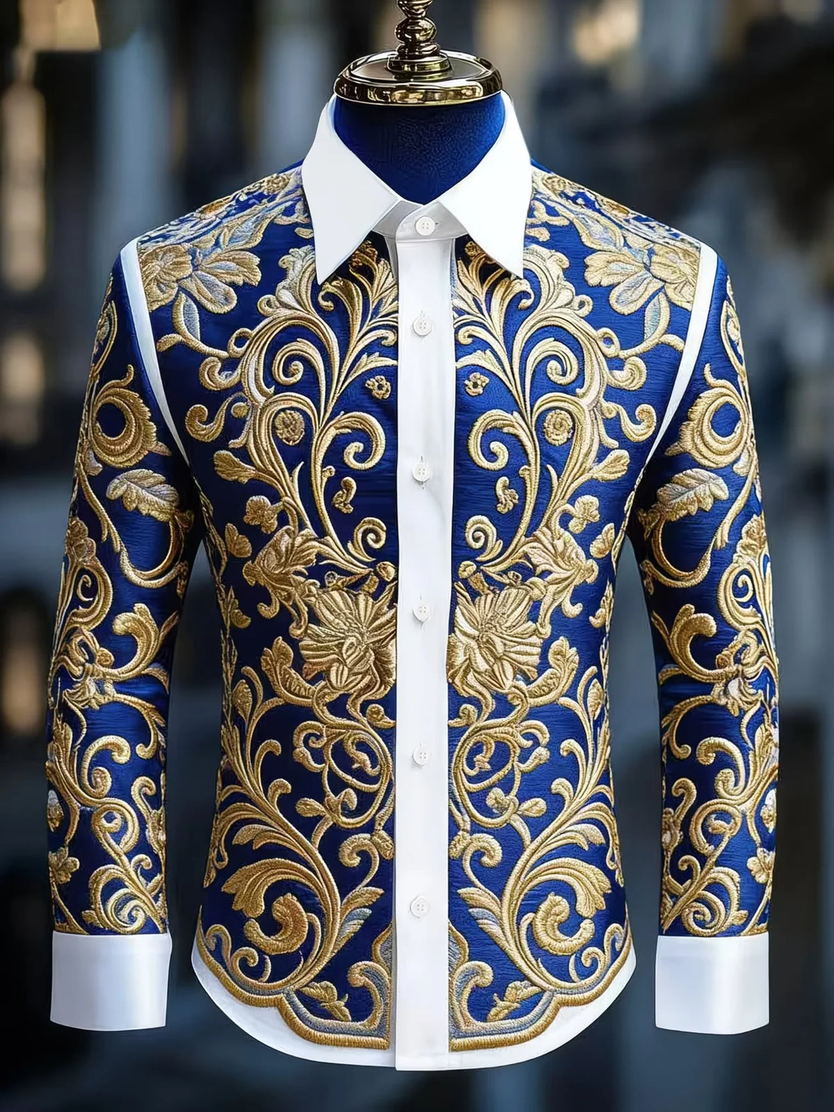 Men's Striped Long-Sleeve Casual Shirt