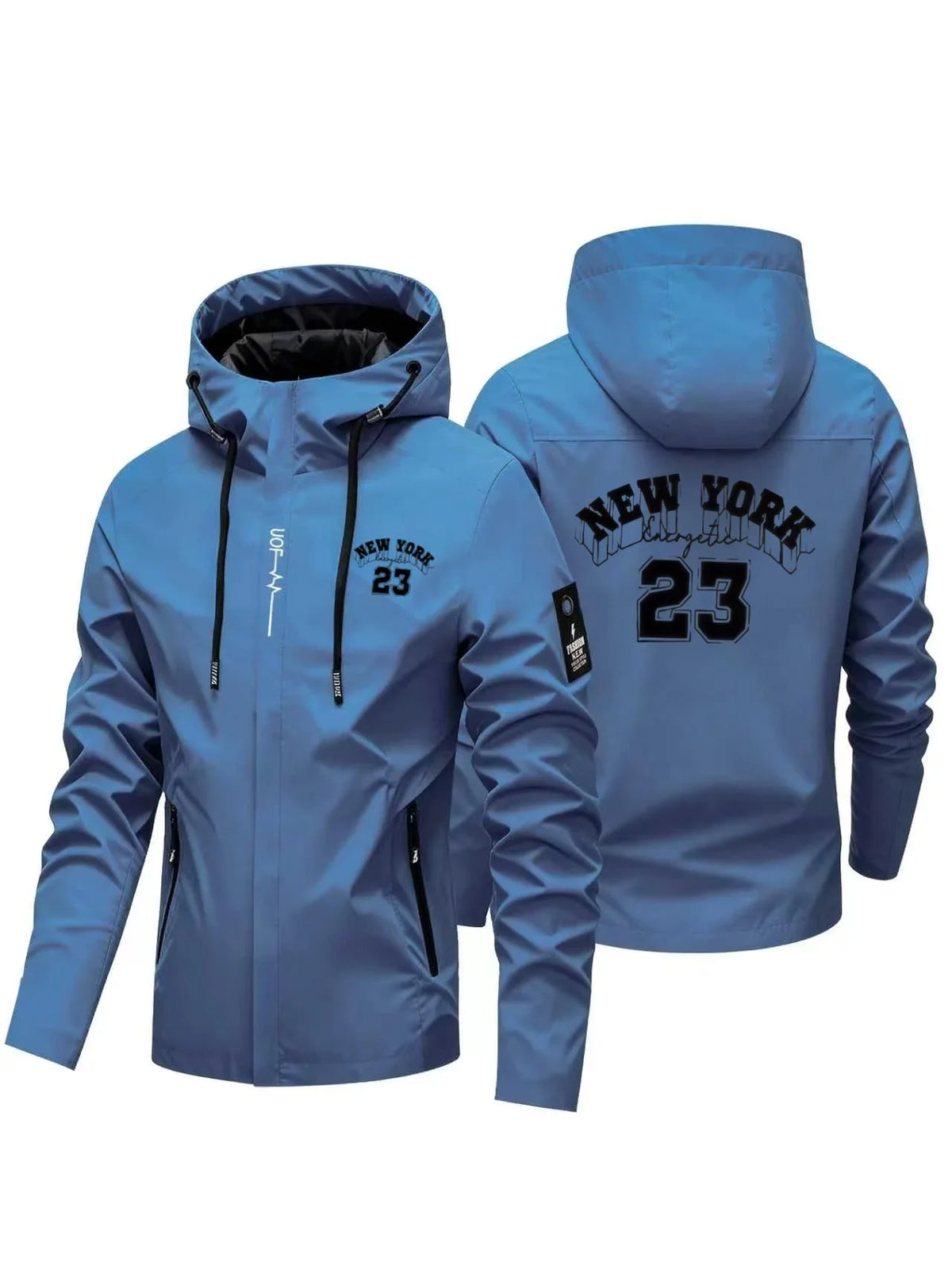 Men's Letter Print Hooded Zip-Up Jacket