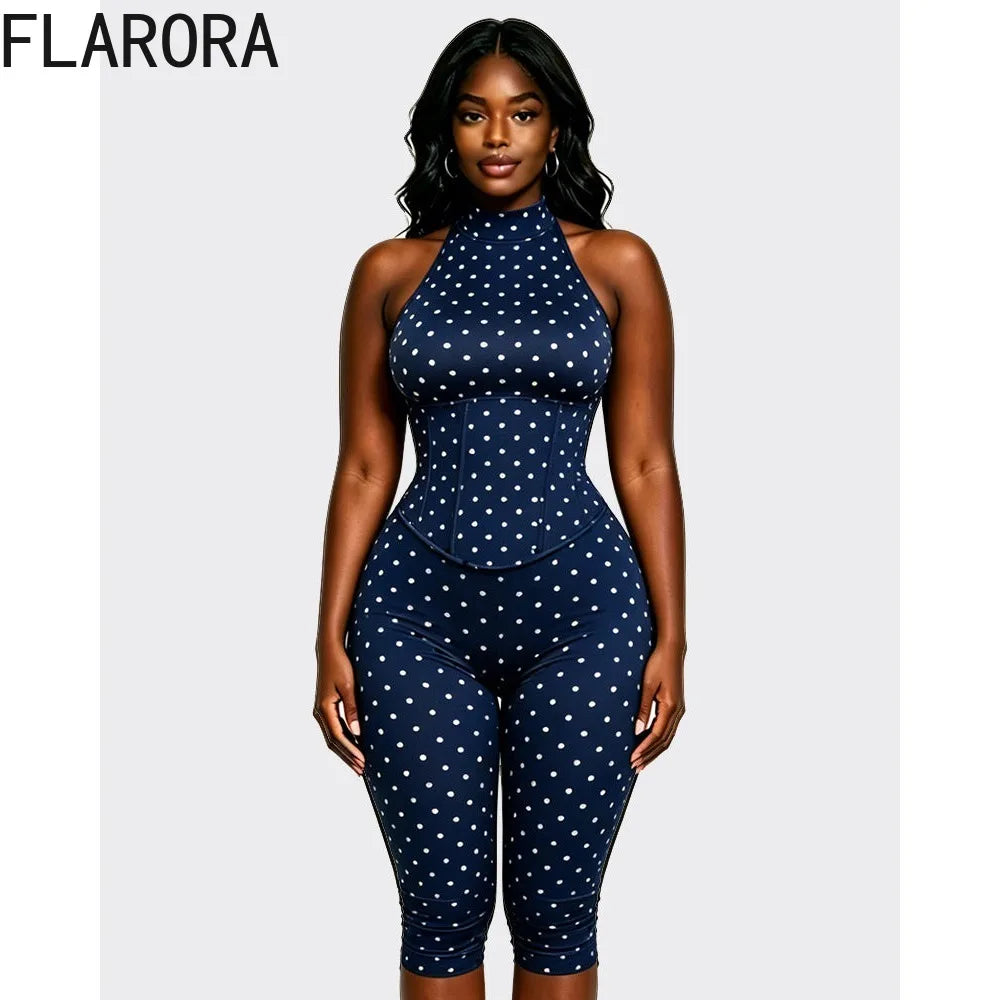Women's Polka-Dot Halter Jumpsuit