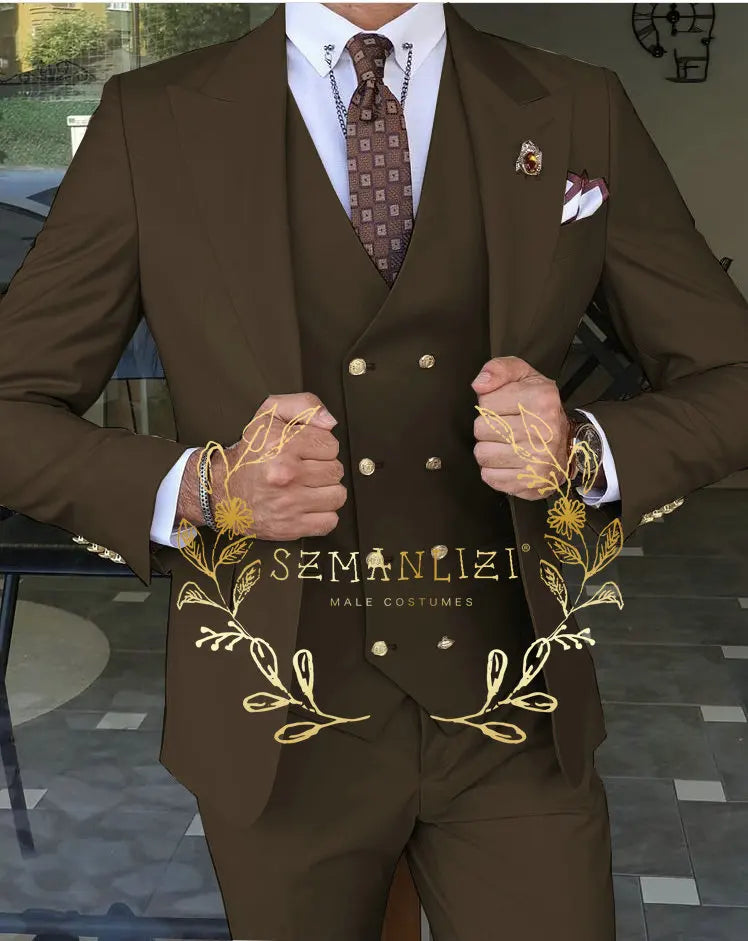 Men's Beige 3-Piece Suit Set — product view