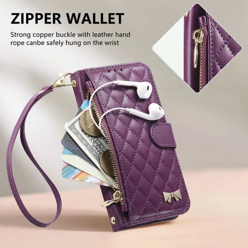 Magnetic Crossbody Zipper Wallet Phone Case for iPhone 14 Pro, iPhone 14 Plus, iPhone 14, iPhone 13 Pro Max, iPhone 13 Pro, iPhone 13, iPhone 12 Pro Max, iPhone 12 Pro, iPhone 12, iPhone 18 Pro Max, iPhone 18 Pro, iPhone 18 & More Models