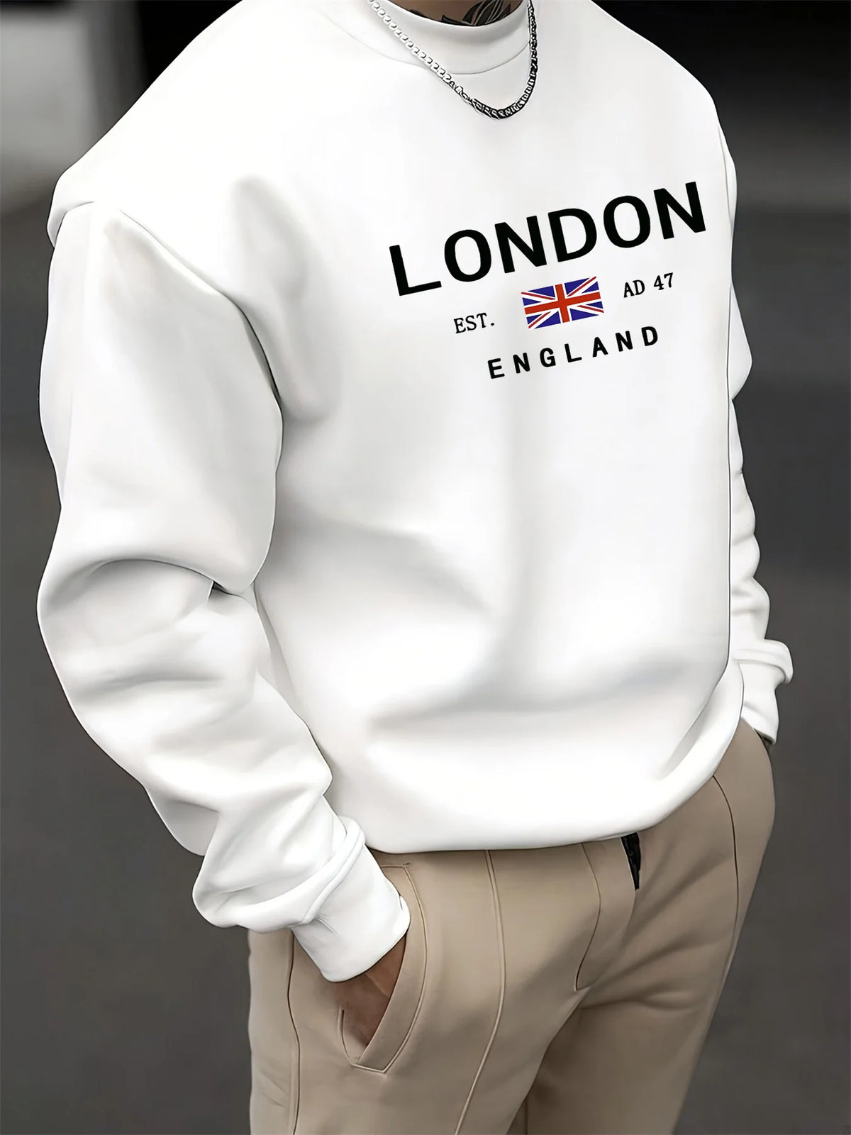Men's Letter Print Crew-Neck Sweatshirt