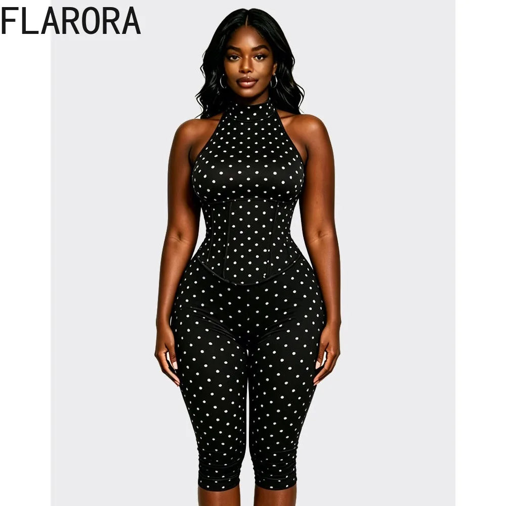 Women's Polka-Dot Halter Jumpsuit