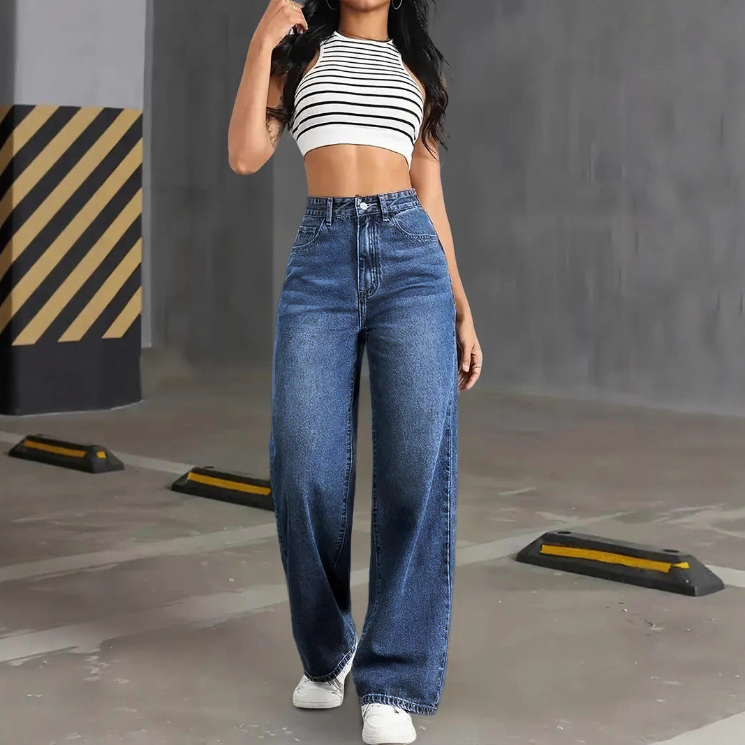 Women's Casual High-Waist Straight-Leg Jeans — product view