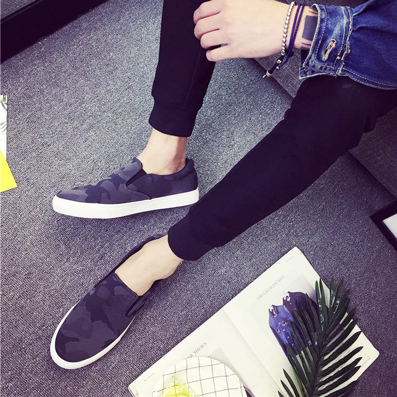 Men's Camouflage Canvas Slip-On Shoes — product view