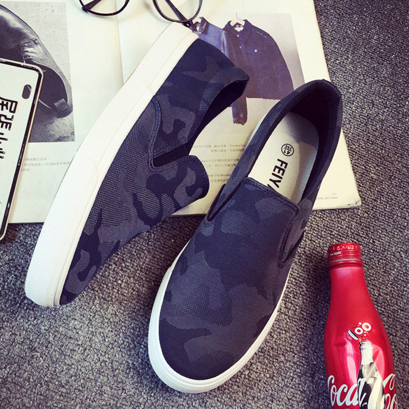 Men's Camouflage Canvas Slip-On Shoes — product view