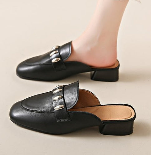 Women's Black Single-Strap Mules