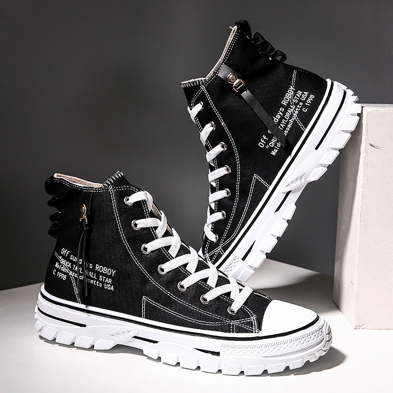 High-Top Thick-Sole Canvas Sneakers — product view
