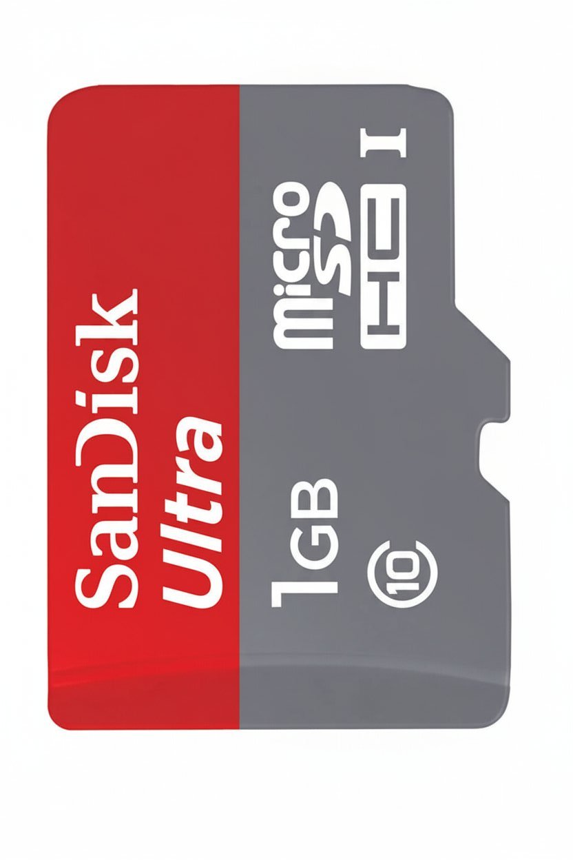 A SanDisk Ultra 8GB microSDHC (Class 10) memory card shown on a plain white background. The card features a red top section with white SanDisk Ultra branding, and a gray bottom section with white text indicating 8GB, microSDHC, and Class 10.