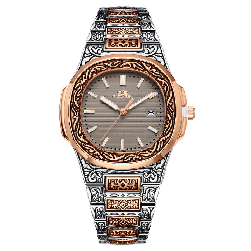 Men's Parrot-Design Calendar Quartz Watch