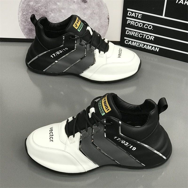 Men's Thick-Sole Faux-Leather Lace-Up Shoes