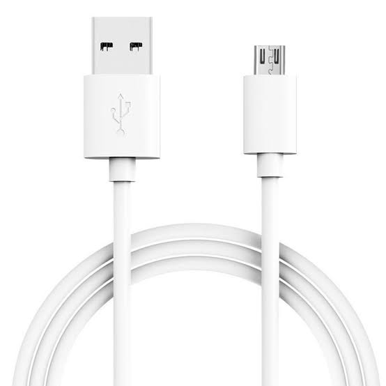White USB and micro-USB cable on a white background