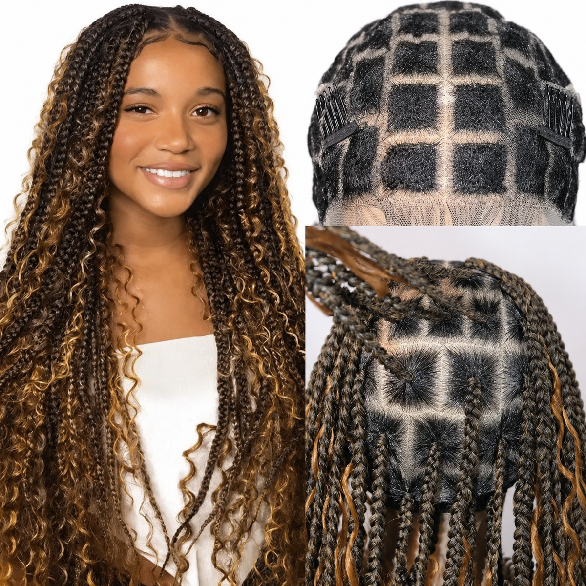 Synthetic Bohemian Braided Wig Full Lace Wig Braids Hair Wig Cornrow - OSASCO