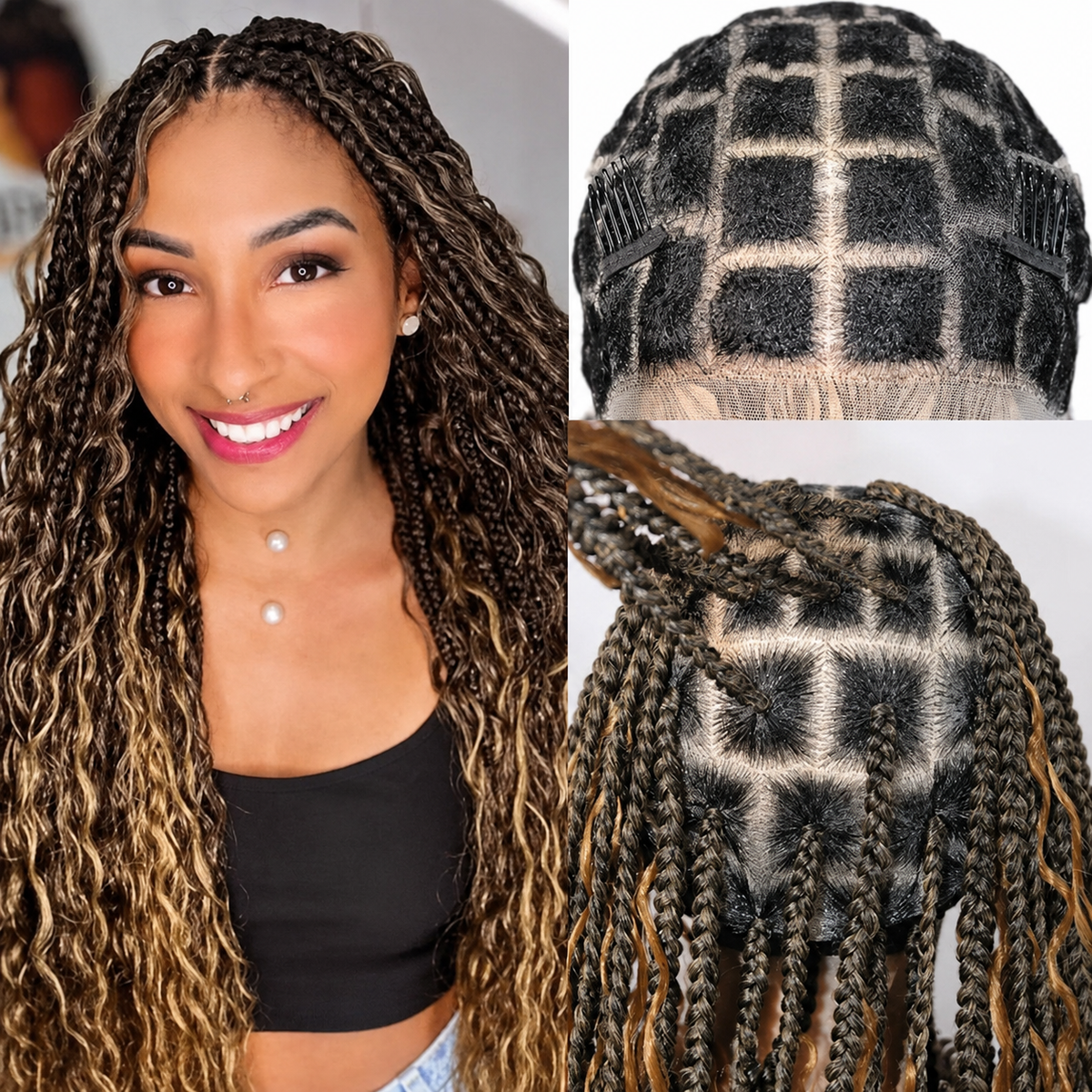 Synthetic Bohemian Braided Wig Full Lace Wig Braids Hair Wig Cornrow - OSASCO